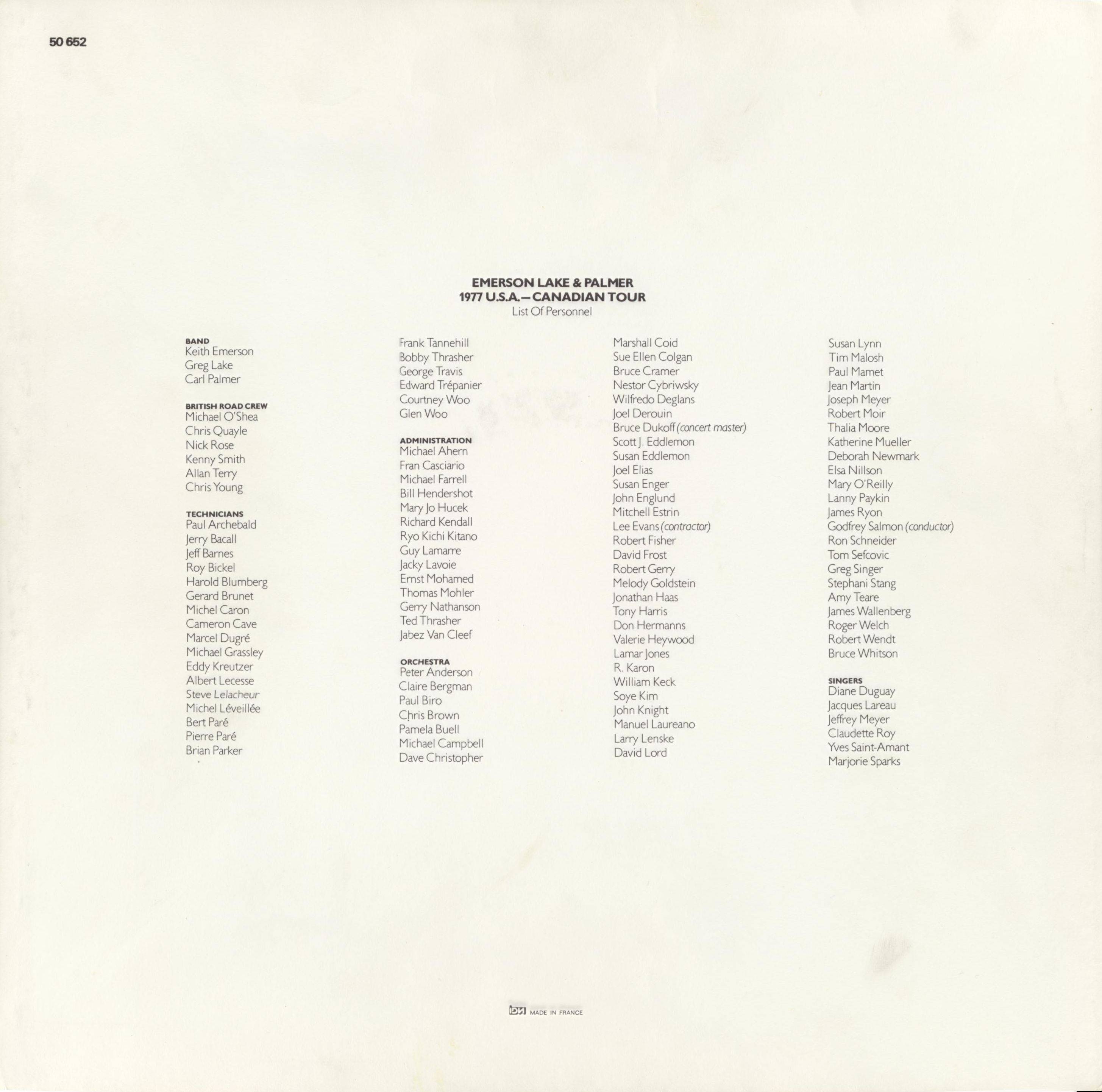 Emerson, Lake and Palmer In Concert [lp sleeve02]